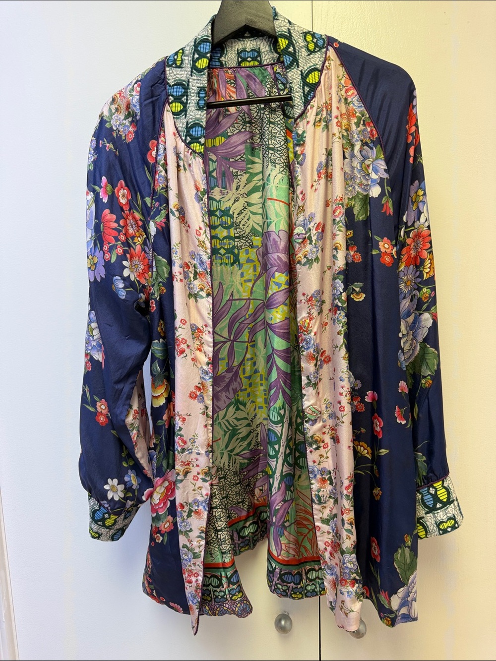 Johnny Was Reversible Silk “Bordona” Kimono Size Large